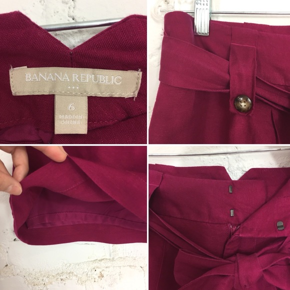 BANANA REPUBLIC Plum Raspberry Linen Skirt Size 6 - Picture 6 of 7
